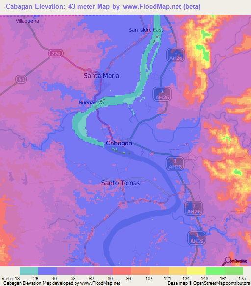 Cabagan,Philippines Elevation Map