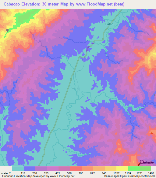 Cabacao,Philippines Elevation Map