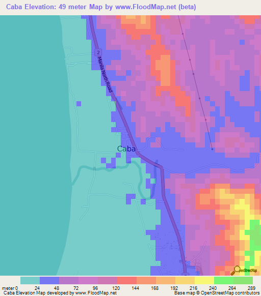 Caba,Philippines Elevation Map