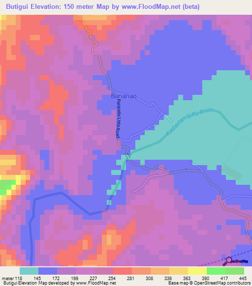 Butigui,Philippines Elevation Map