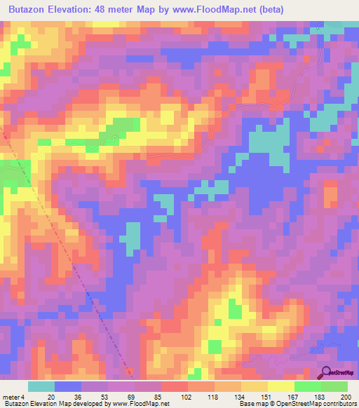Butazon,Philippines Elevation Map