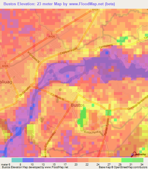 Bustos,Philippines Elevation Map