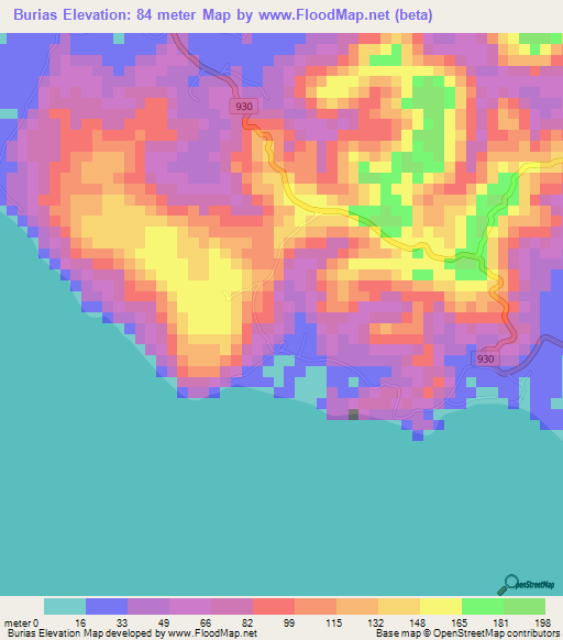 Burias,Philippines Elevation Map