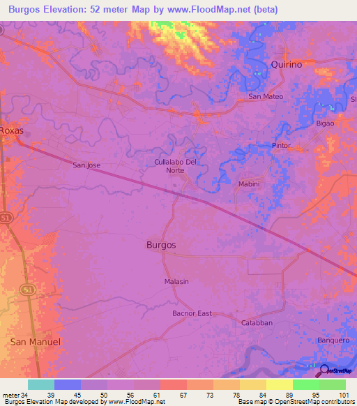 Burgos,Philippines Elevation Map