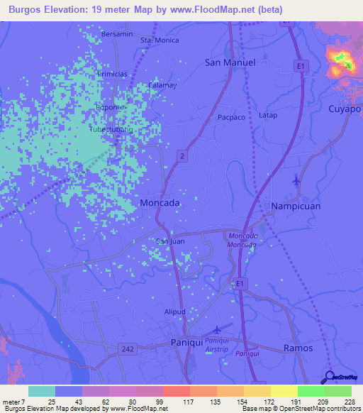 Burgos,Philippines Elevation Map