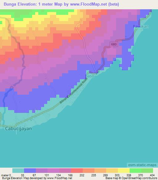 Bunga,Philippines Elevation Map