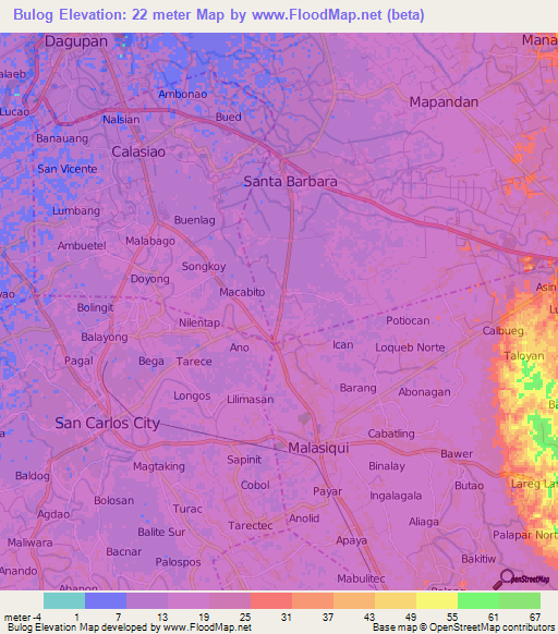 Bulog,Philippines Elevation Map