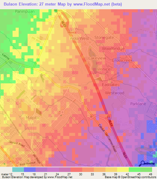 Bulaon,Philippines Elevation Map