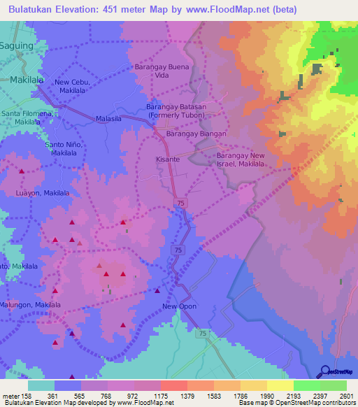 Bulatukan,Philippines Elevation Map