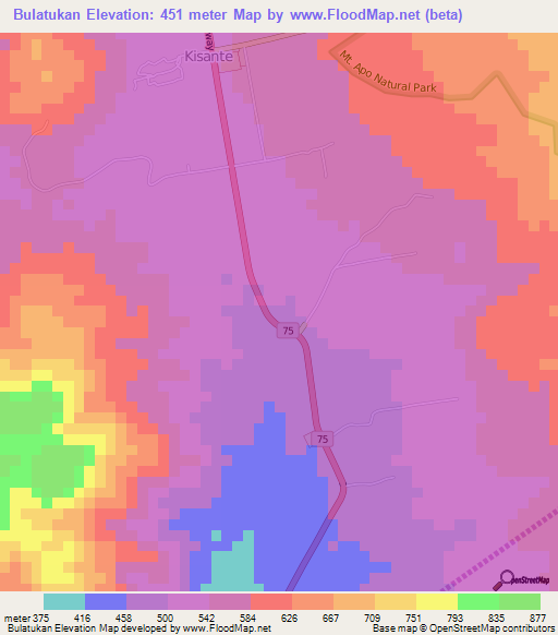 Bulatukan,Philippines Elevation Map