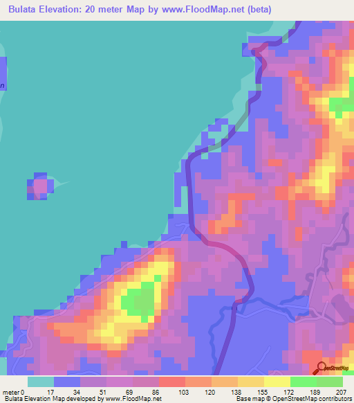 Bulata,Philippines Elevation Map