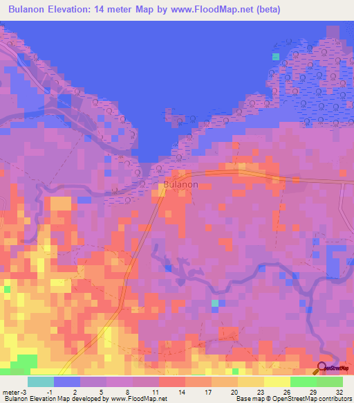 Bulanon,Philippines Elevation Map