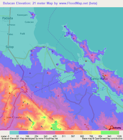 Bulacan,Philippines Elevation Map