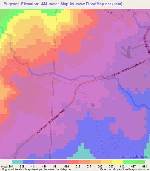 Bugcaon,Philippines Elevation Map