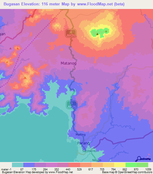 Bugasan,Philippines Elevation Map