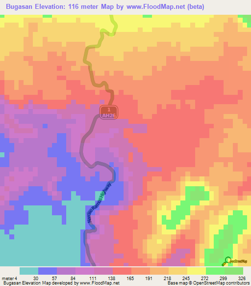 Bugasan,Philippines Elevation Map