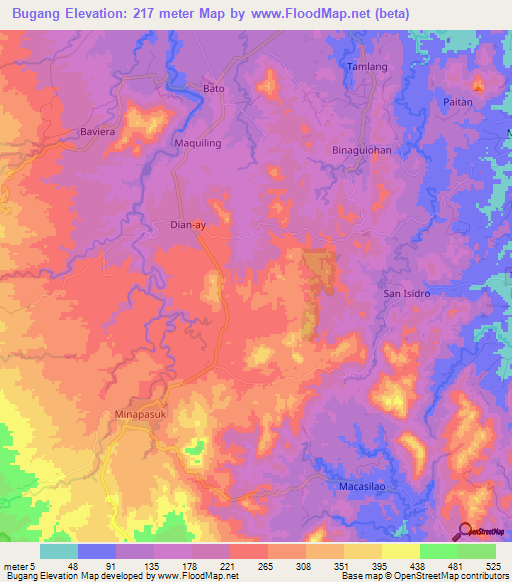 Bugang,Philippines Elevation Map