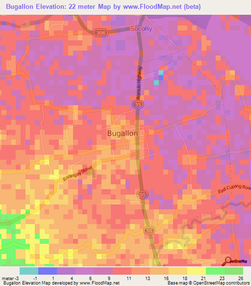Bugallon,Philippines Elevation Map