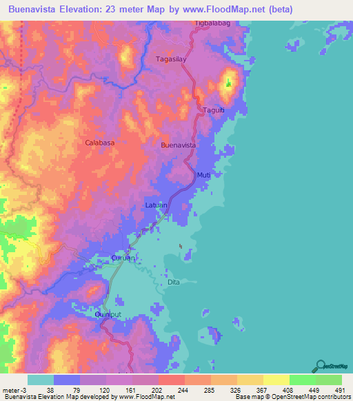 Buenavista,Philippines Elevation Map