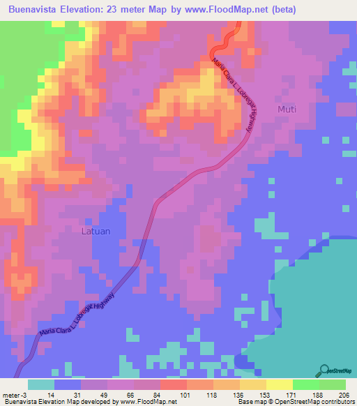 Buenavista,Philippines Elevation Map