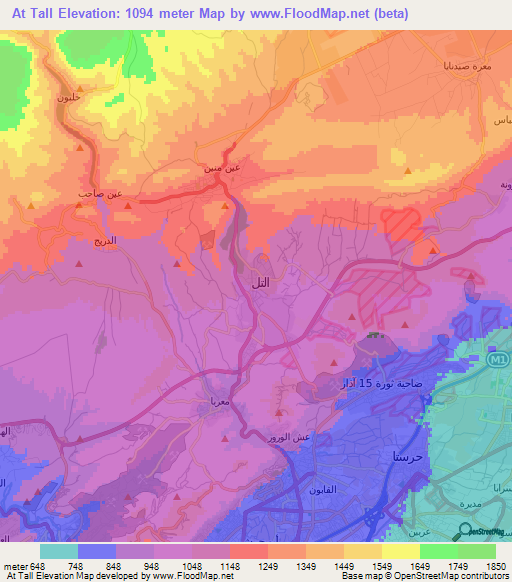 At Tall,Syria Elevation Map