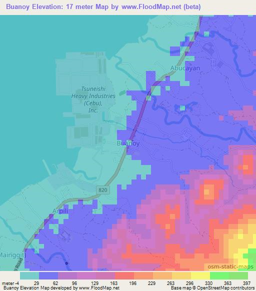 Buanoy,Philippines Elevation Map