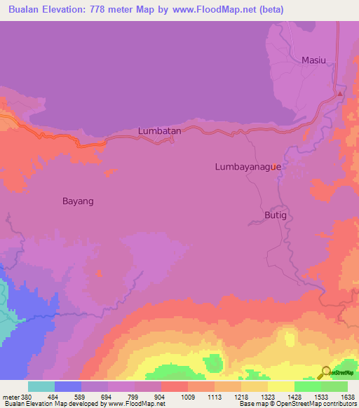 Bualan,Philippines Elevation Map