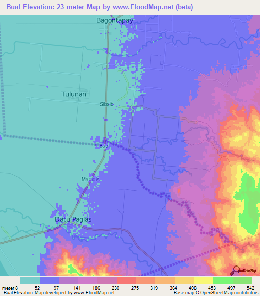 Bual,Philippines Elevation Map