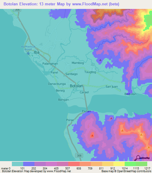 Botolan,Philippines Elevation Map