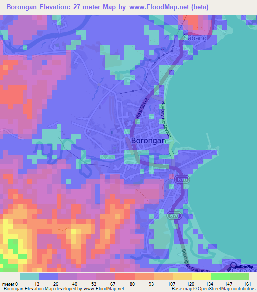 Borongan,Philippines Elevation Map
