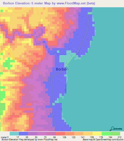 Borbon,Philippines Elevation Map