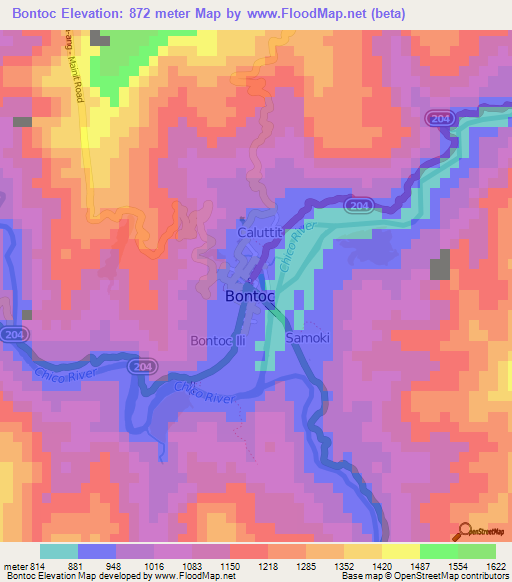 Bontoc,Philippines Elevation Map