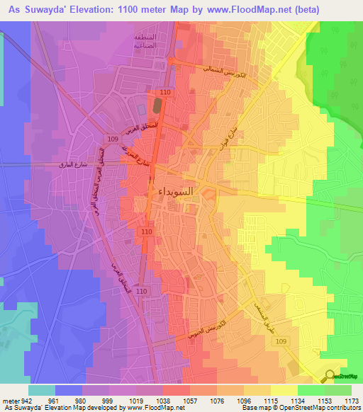 As Suwayda',Syria Elevation Map