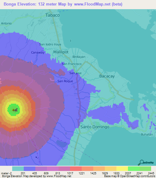 Bonga,Philippines Elevation Map