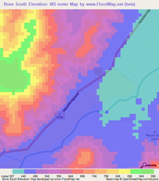 Bone South,Philippines Elevation Map