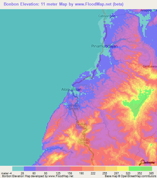 Bonbon,Philippines Elevation Map