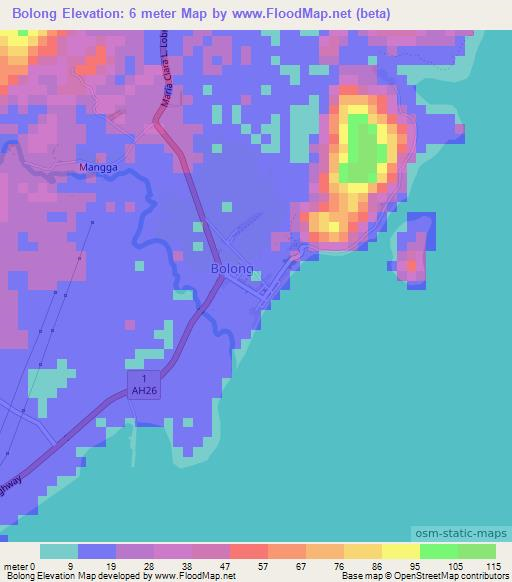 Bolong,Philippines Elevation Map
