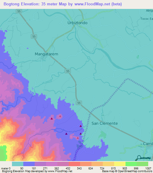 Bogtong,Philippines Elevation Map