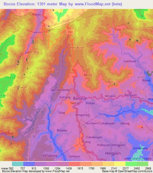 Bocos,Philippines Elevation Map
