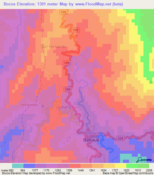 Bocos,Philippines Elevation Map