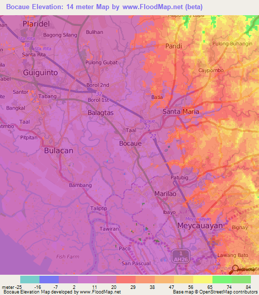 Bocaue,Philippines Elevation Map