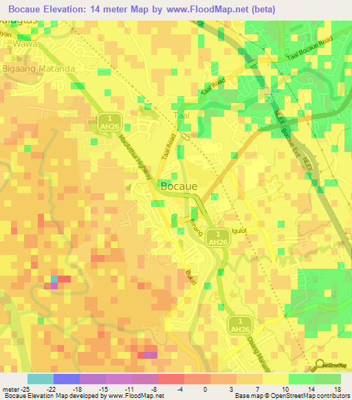 Bocaue,Philippines Elevation Map