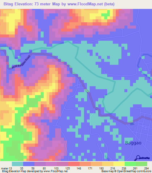Bitag,Philippines Elevation Map