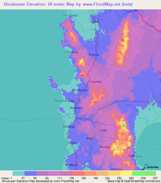 Binubusan,Philippines Elevation Map
