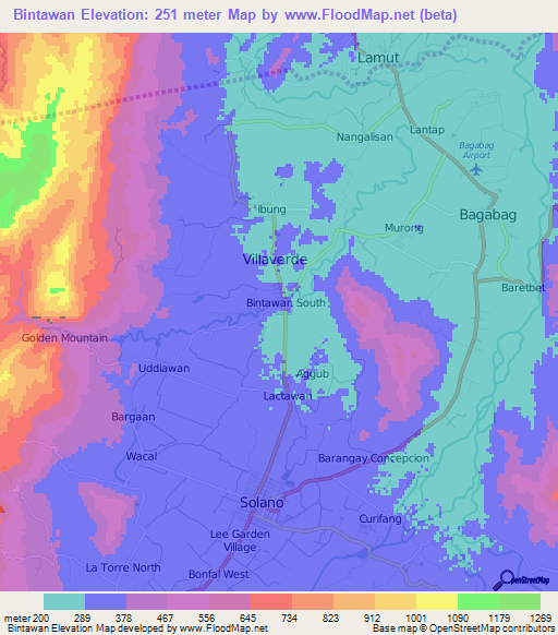 Bintawan,Philippines Elevation Map