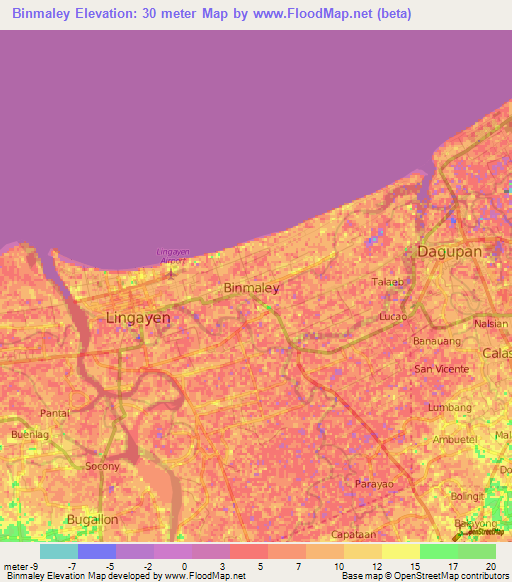 Binmaley,Philippines Elevation Map