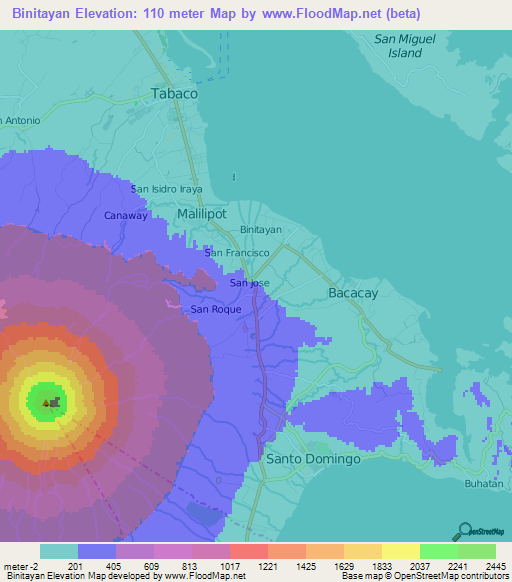 Binitayan,Philippines Elevation Map