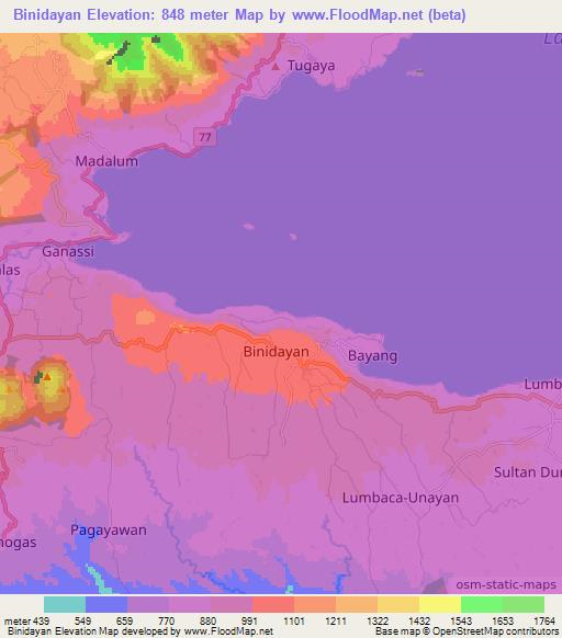 Binidayan,Philippines Elevation Map