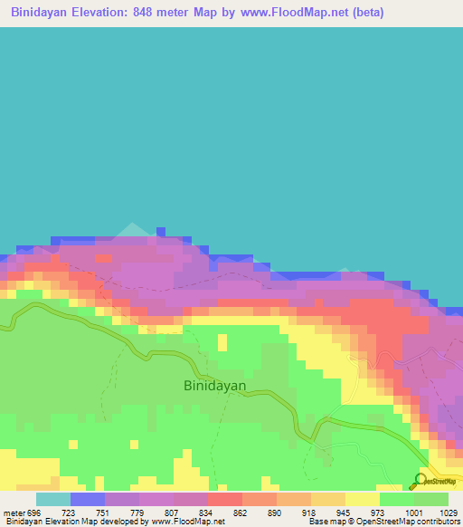 Binidayan,Philippines Elevation Map