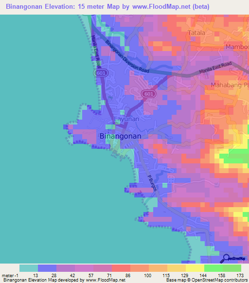Binangonan,Philippines Elevation Map